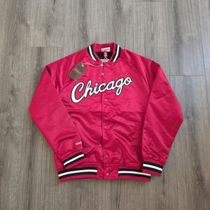 Mitchell Ness Chicago Bulls Satin Jacket Mens Size Medium